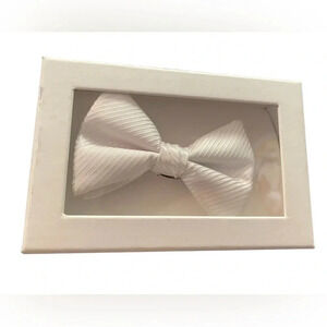 Calvin Klein White Stripe  Bow Tie NIB